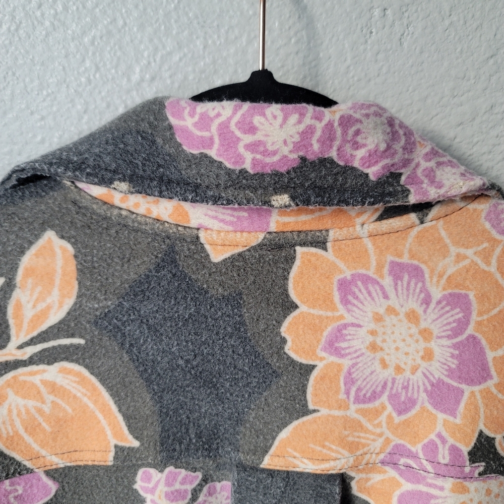 Free People Long Sleeve Overized Floral Ruby Jacket Size Small In Charcoal Combo - Picture 11 of 13